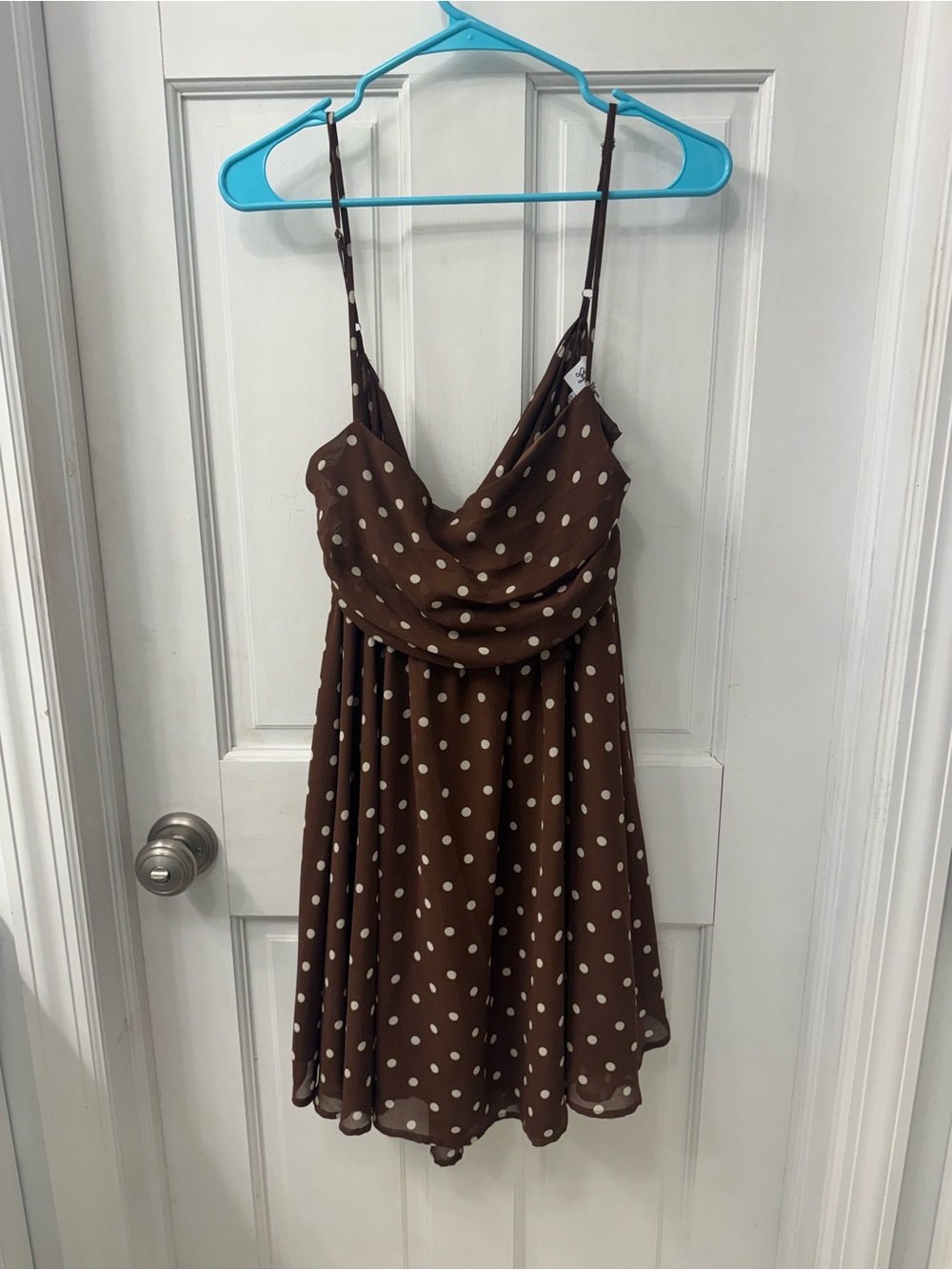 Brown Polka Dot Spaghetti Strap Dress